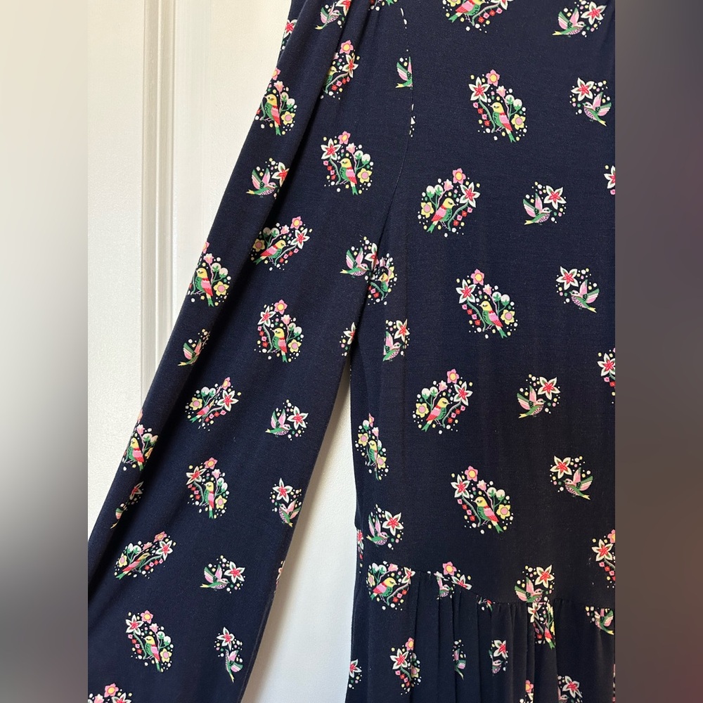 Boden Women’s Clara Jersey Dress Navy Pretty Bird (Size 6P) - Picture 7 of 11